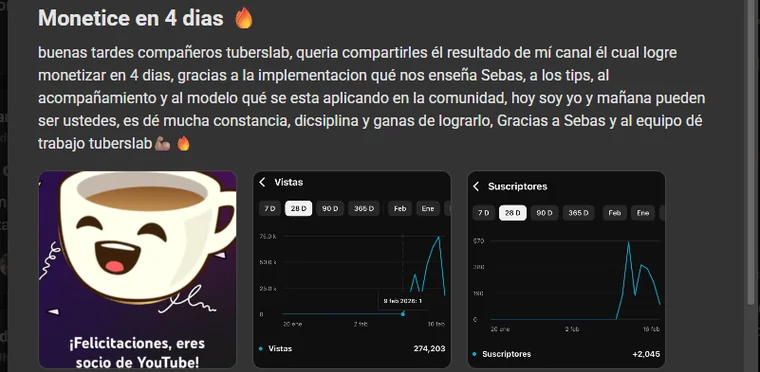 Captura del canal monetizado de Santiago